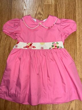 The Beaufort Bonnet Company Pink Puff-Sleeve Dress with Floral Tie